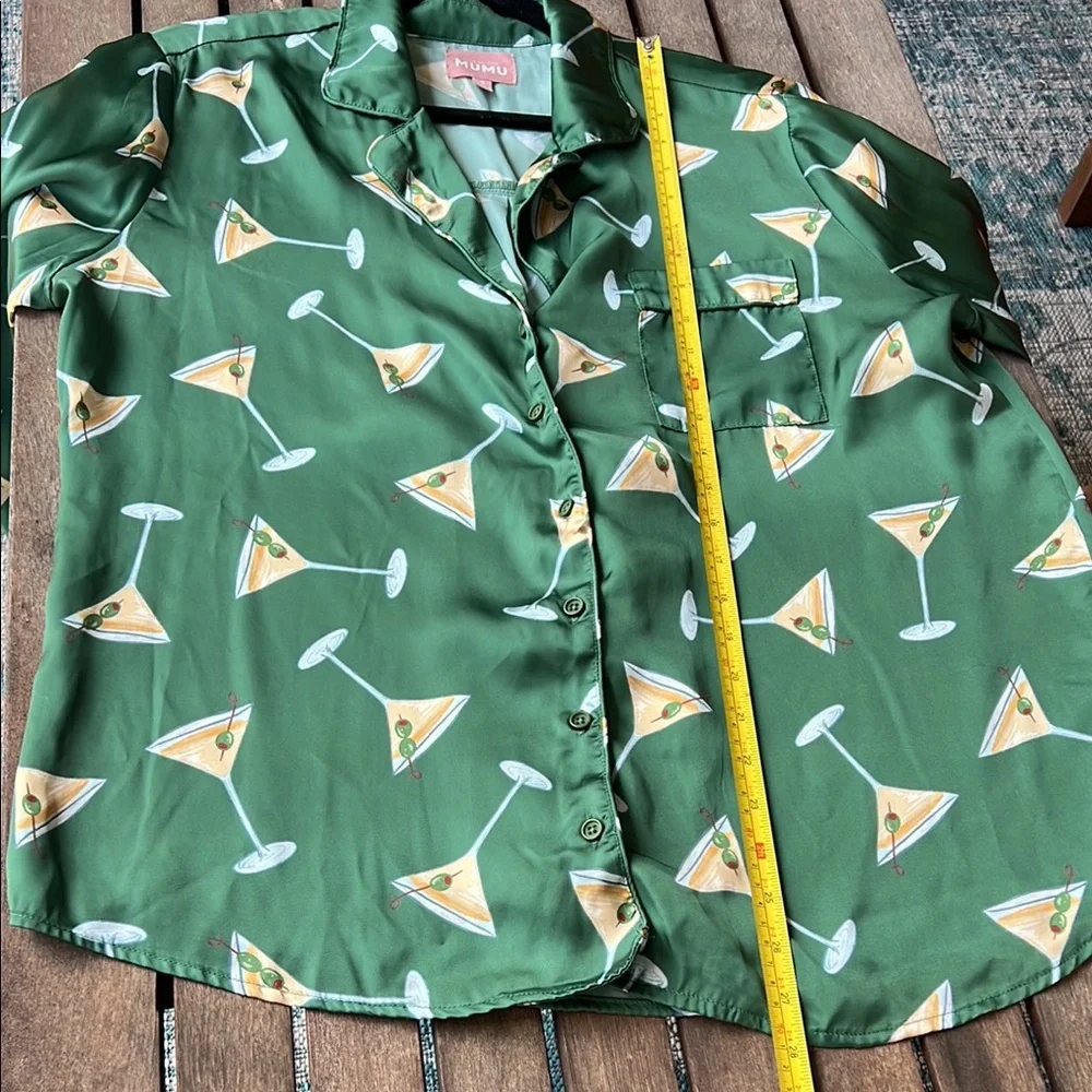Show Me Your MuMu Green Martini Print Satin Pajama Set